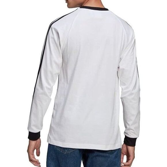 Adidas IA4879 Men's Sz M White Adicolor Classics 3-Stripe L/S Crewneck Tee Shirt - Picture 9 of 9